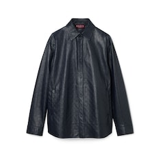GG leather and nylon shirt