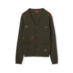 Cardigan in cashmere fine con intarsio