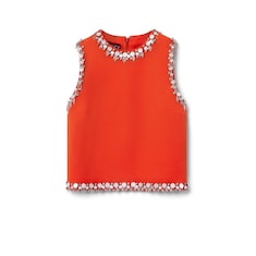 Crêpe wool silk top with embroidery