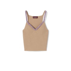 Rib felted wool top with embroidery