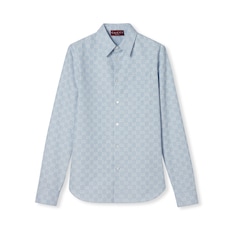 Camicia in cotone a righe GG jacquard