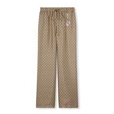 Pantalone in twill di seta GG con stampa