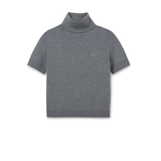 Col roulé en laine fine avec broderie