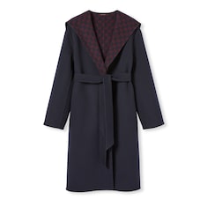 Manteau réversible à capuche en soie et laine