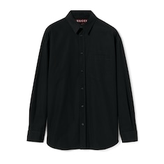 Cotton poplin shirt with logo 