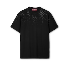 T-shirt in jersey di cotone con cristalli