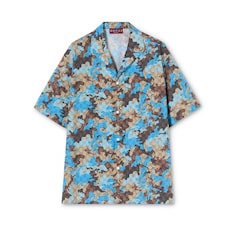 Printed cotton poplin bowling shirt