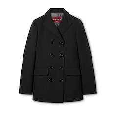 Double-breasted wool sablé caban