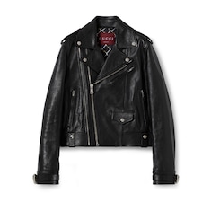 Veste en cuir brillant lisse 