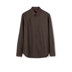  Camisa jacquard lana con pata de gallo y GG