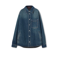 Chemise matelassée réversible en denim et nylon