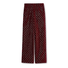 Embroidered cotton velvet pants