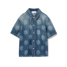 Camisa infantil de denim estampada