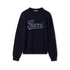 Knit wool sweater with intarsia