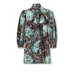 Printed silk twill dress