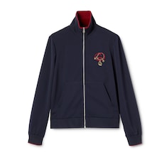 Technical jersey zip jacket with embroidery