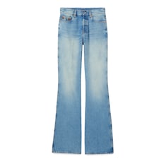 Flared bleached cotton denim pants