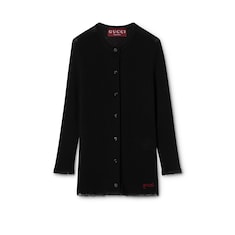 Cotton rib cardigan with embroidery