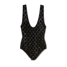 Chenille bodysuit with GG crystals