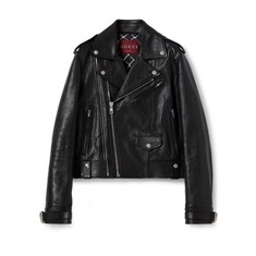 Veste en cuir brillant lisse 