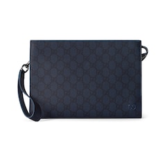 Cartera de mano ribete azul empolvado pequeña