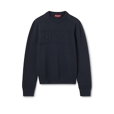 Knit cotton wool sweater with intarsia