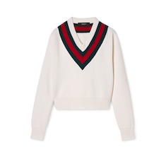 Pull en maille de laine fine avec bande Web