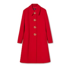 Wool natté coat with Double G button
