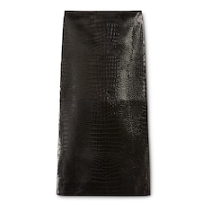 Jupe midi en cuir à imprimé crocodile