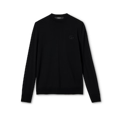 Knit wool sweater with embroidery