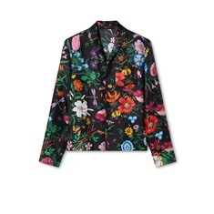 Printed silk twill bowling shirt