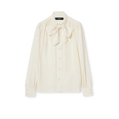 Camicia in crêpe di raso e seta con Incrocio GG