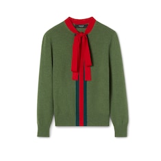 Knit cashmere sweater with ribbon 