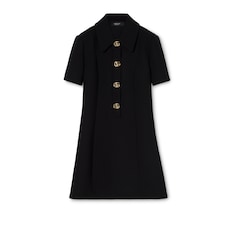 Crêpe wool dress with Double G button