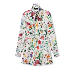 Vestido de sarga de seda con estampado