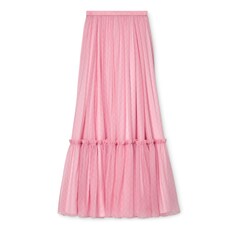 Printed silk chiffon long skirt