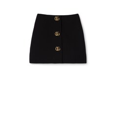Crêpe wool skirt with Double G button