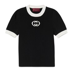 Ribbed T-shirt with intarsia
