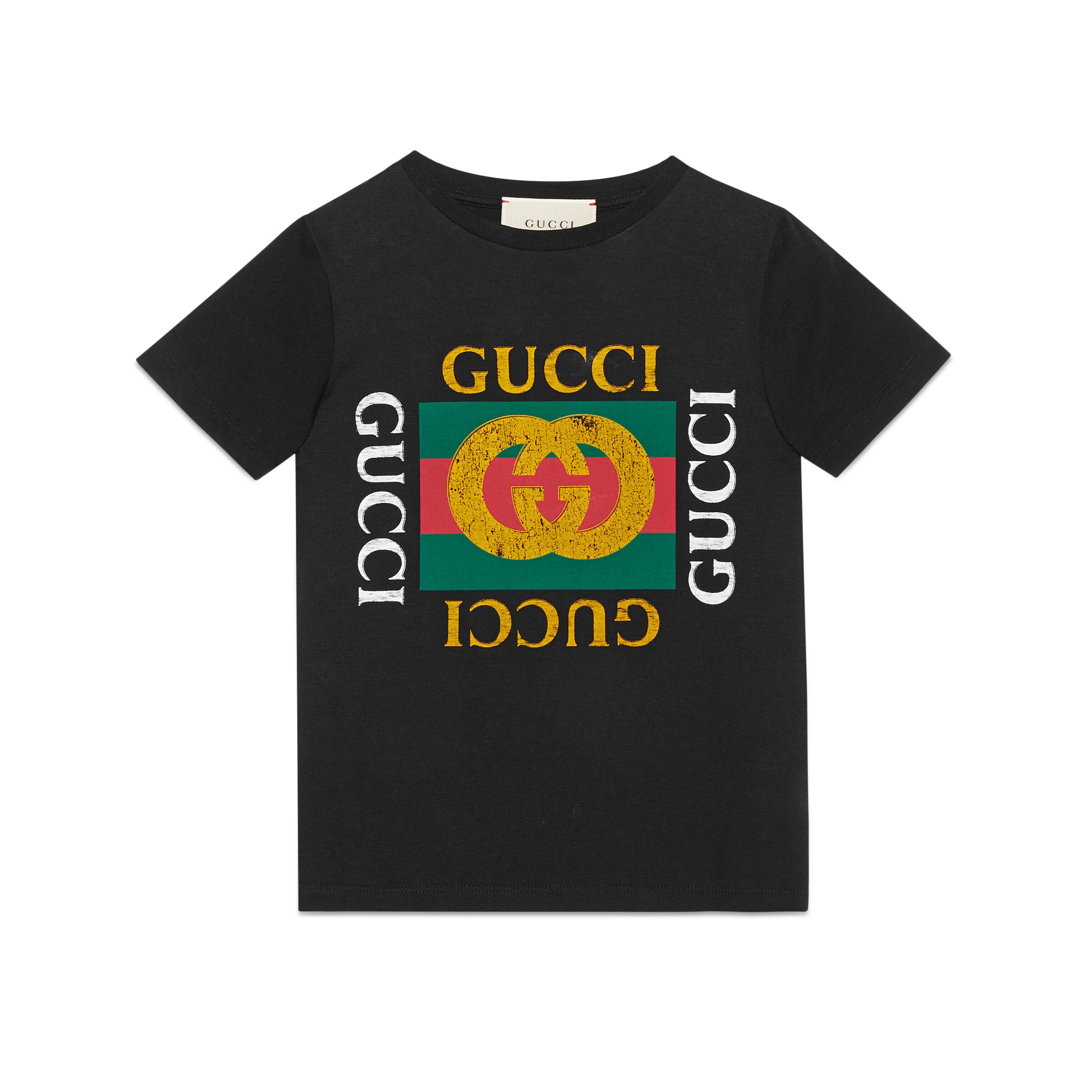 GUCCI CHILDREN'S COTTON T-SHIRT WITH GUCCI VINTAGE LOGO