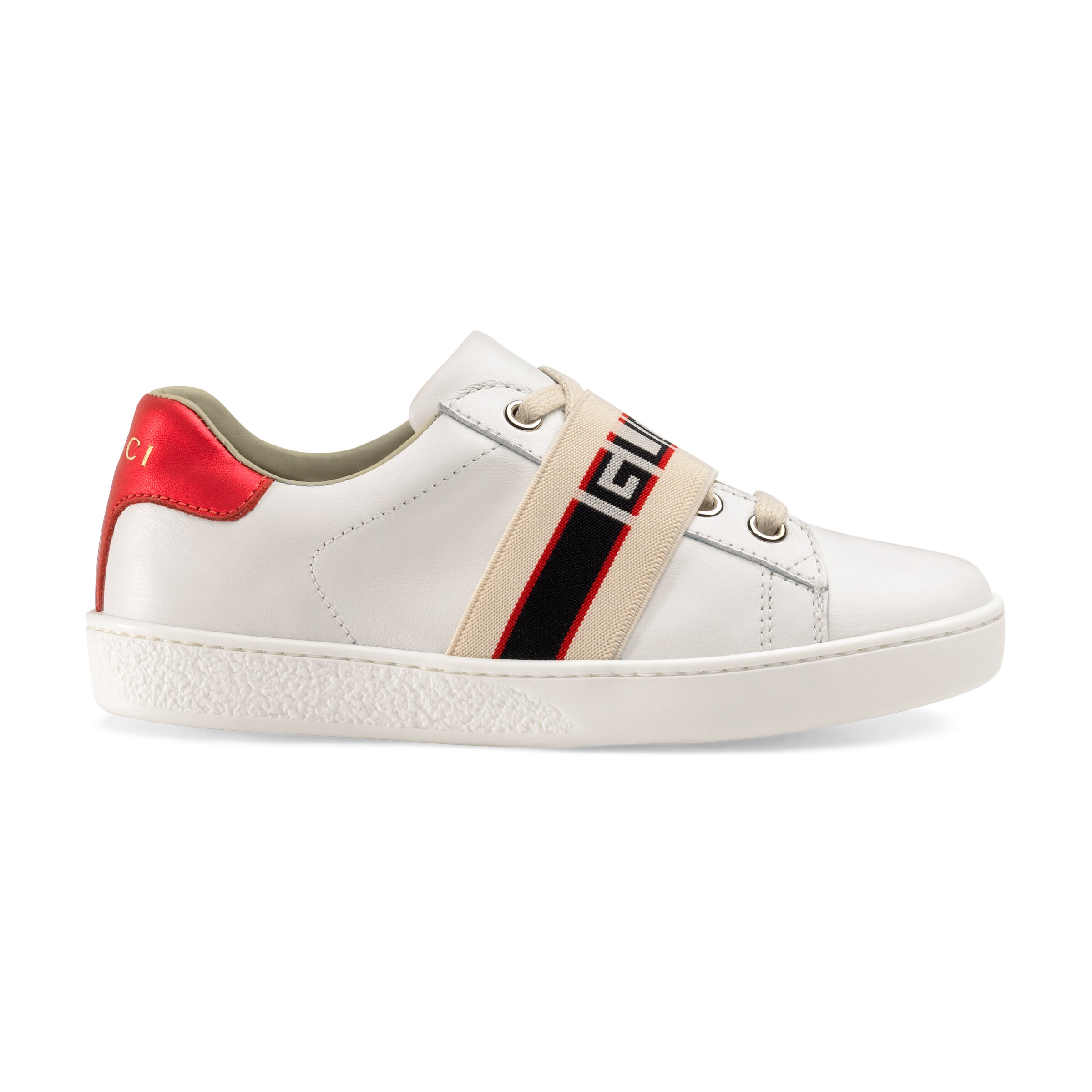 GUCCI CHILDREN'S ACE SNEAKER WITH GUCCI STRIPE