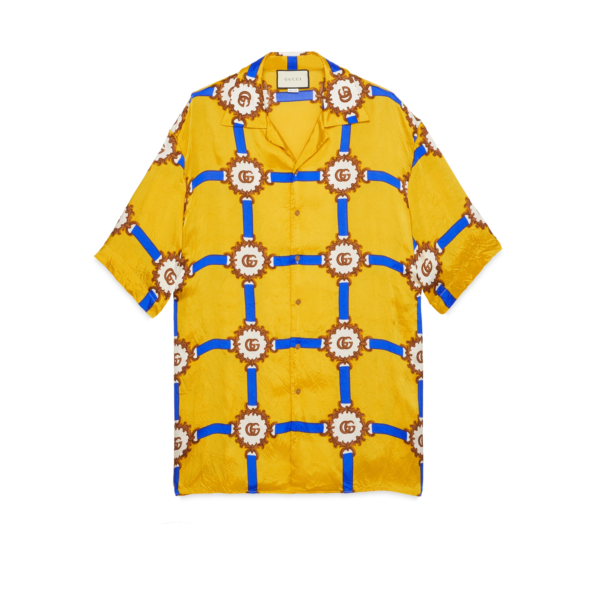 GUCCI BOWLING SHIRT WITH GG HARNESS PRINT,574559ZABU97642