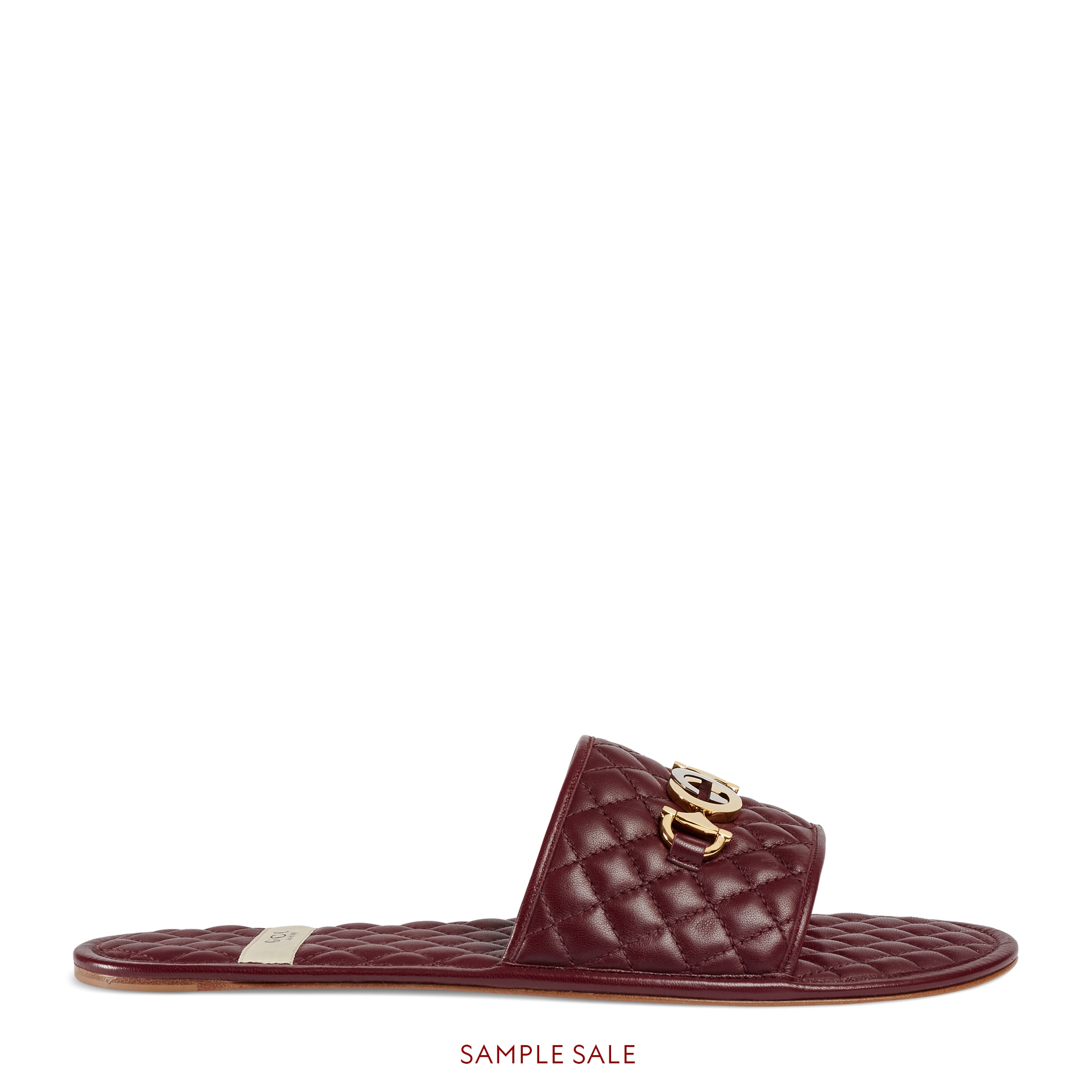 Gucci Men's Slide Sandal With Interlocking G Horsebit In Bordeaux Leather