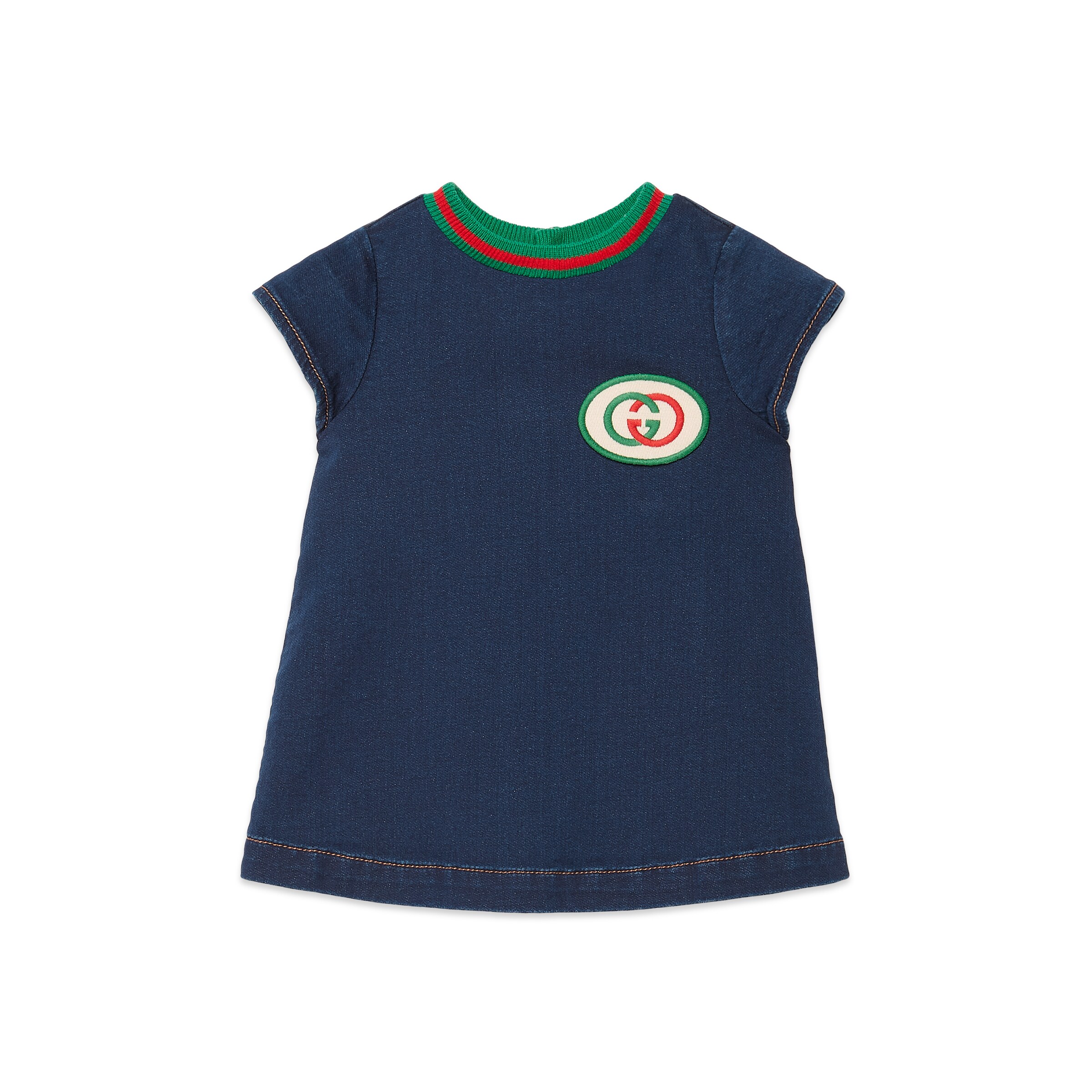 GUCCI BABY DENIM DRESS WITH INTERLOCKING G