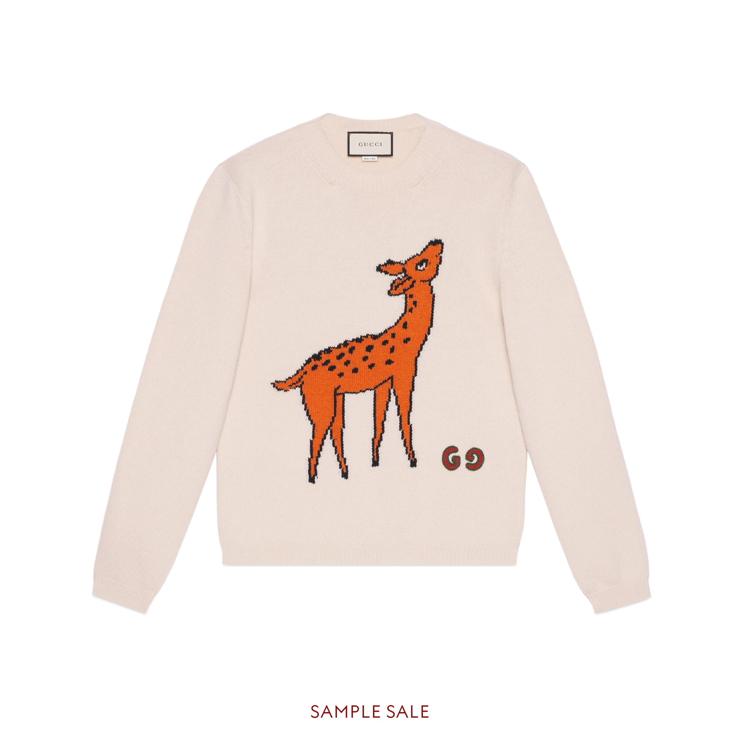 GUCCI Wool jumper with deer intarsia
