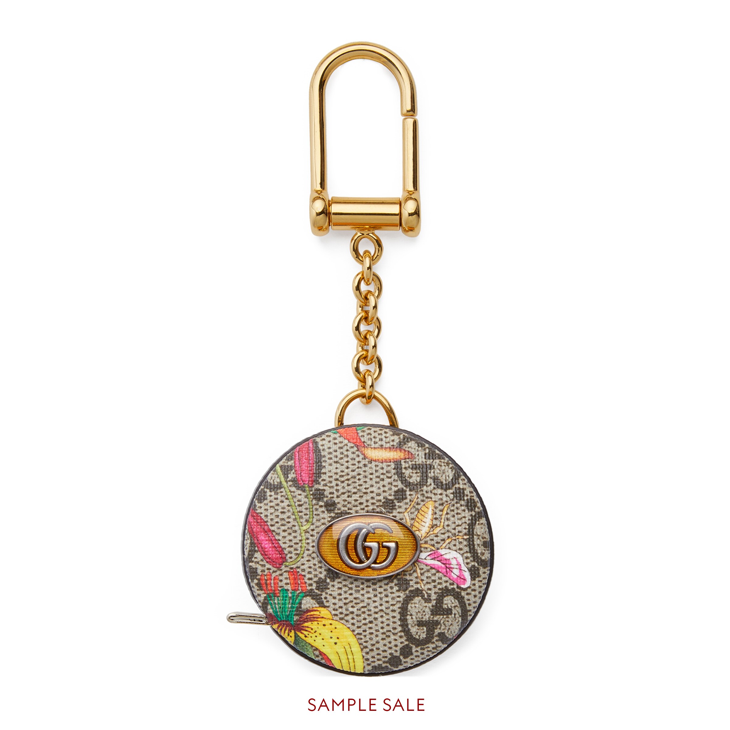 GUCCI OPHIDIA GG FLORA MEASURING TAPE KEYCHAIN