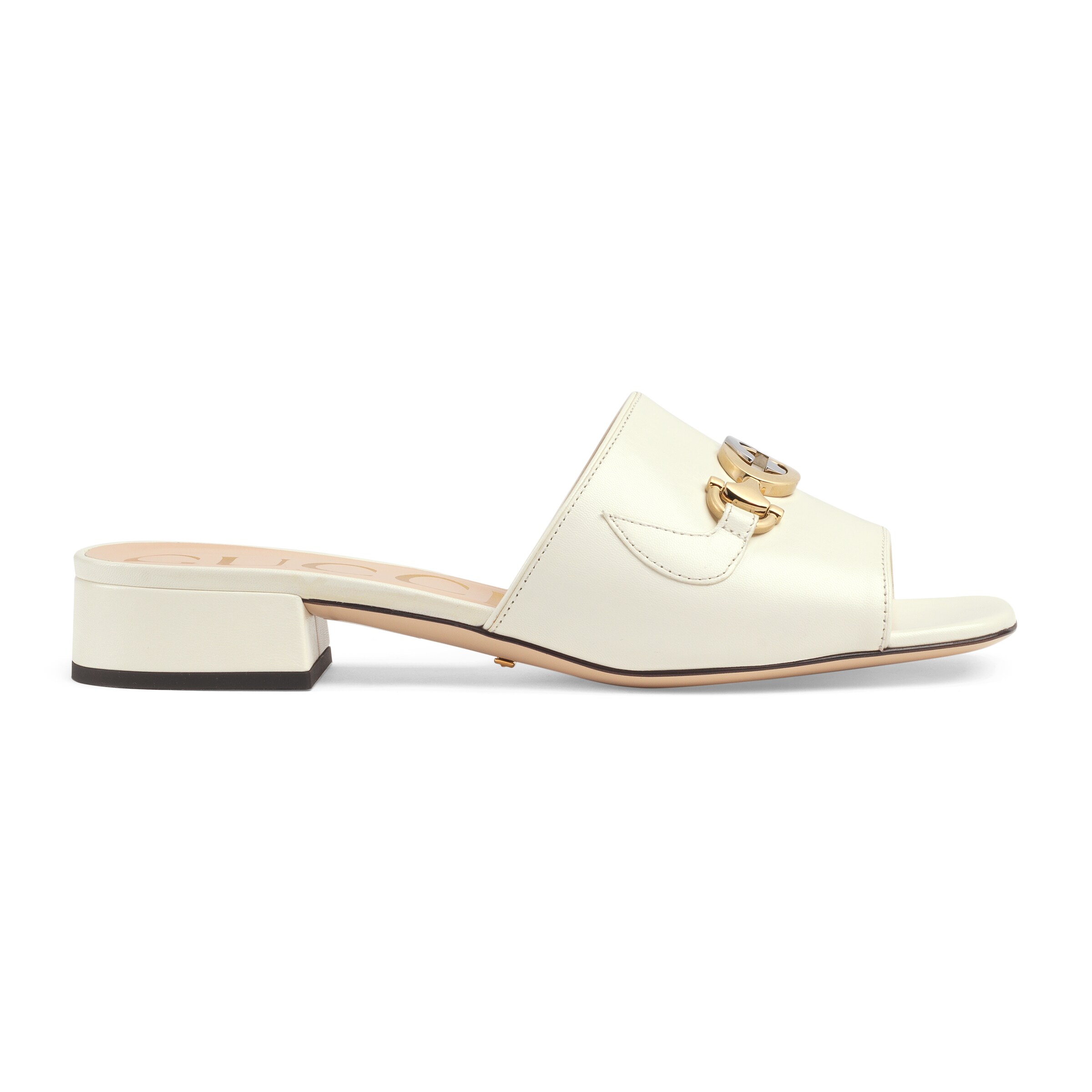 gucci white leather sandal