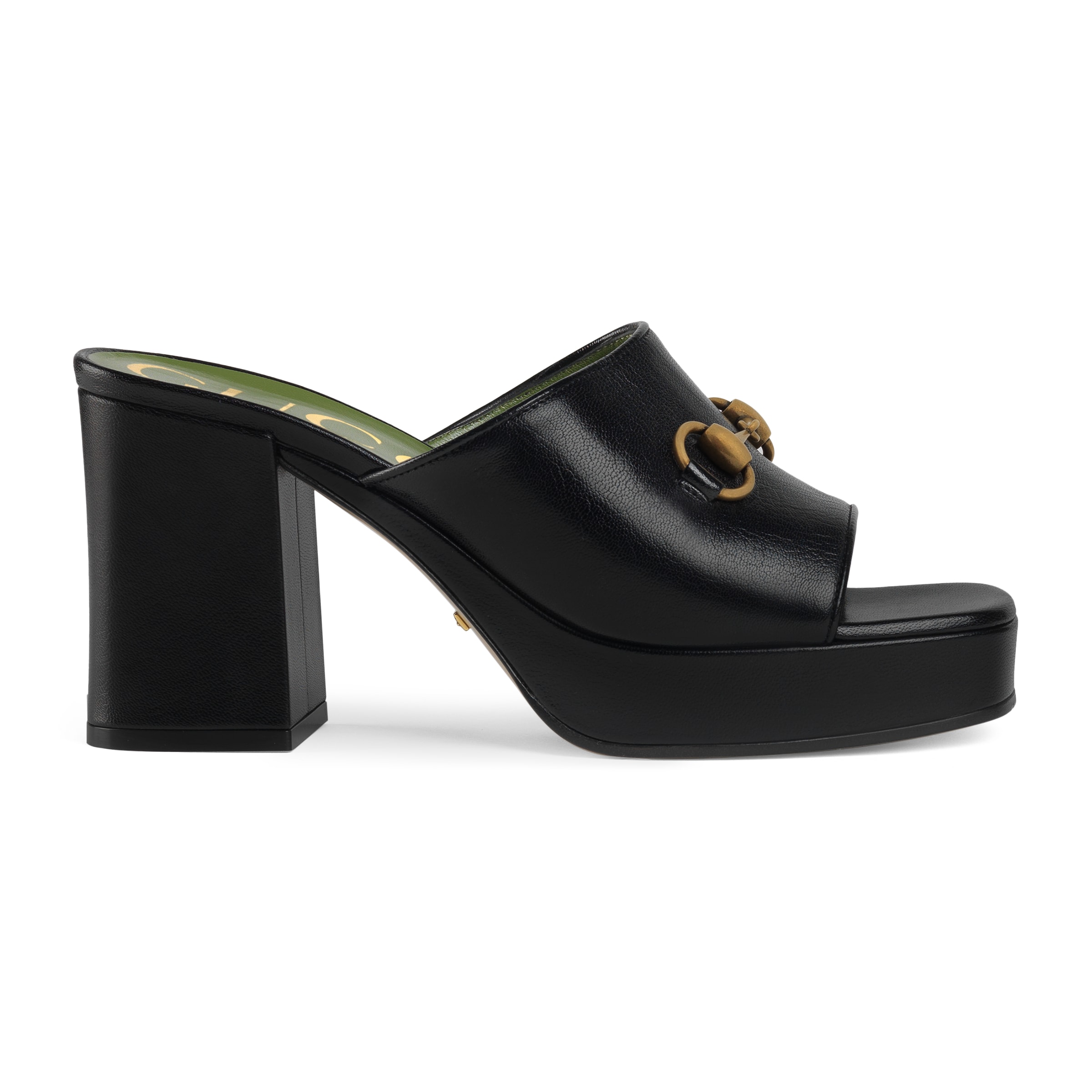 Gucci Black Houdan Block Heeled Mules In Black