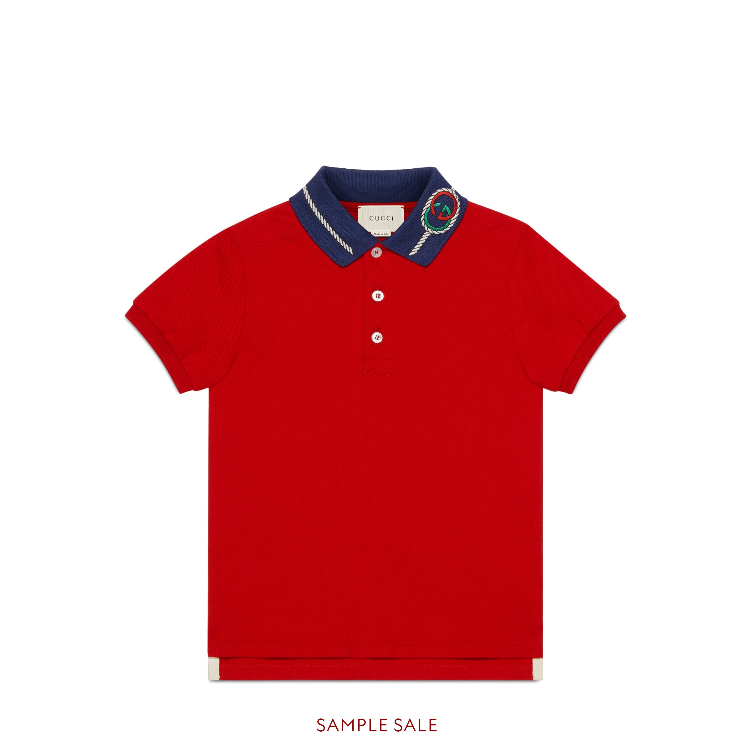 GUCCI CHILDREN'S COTTON POLO WITH INTERLOCKING G TORCHON
