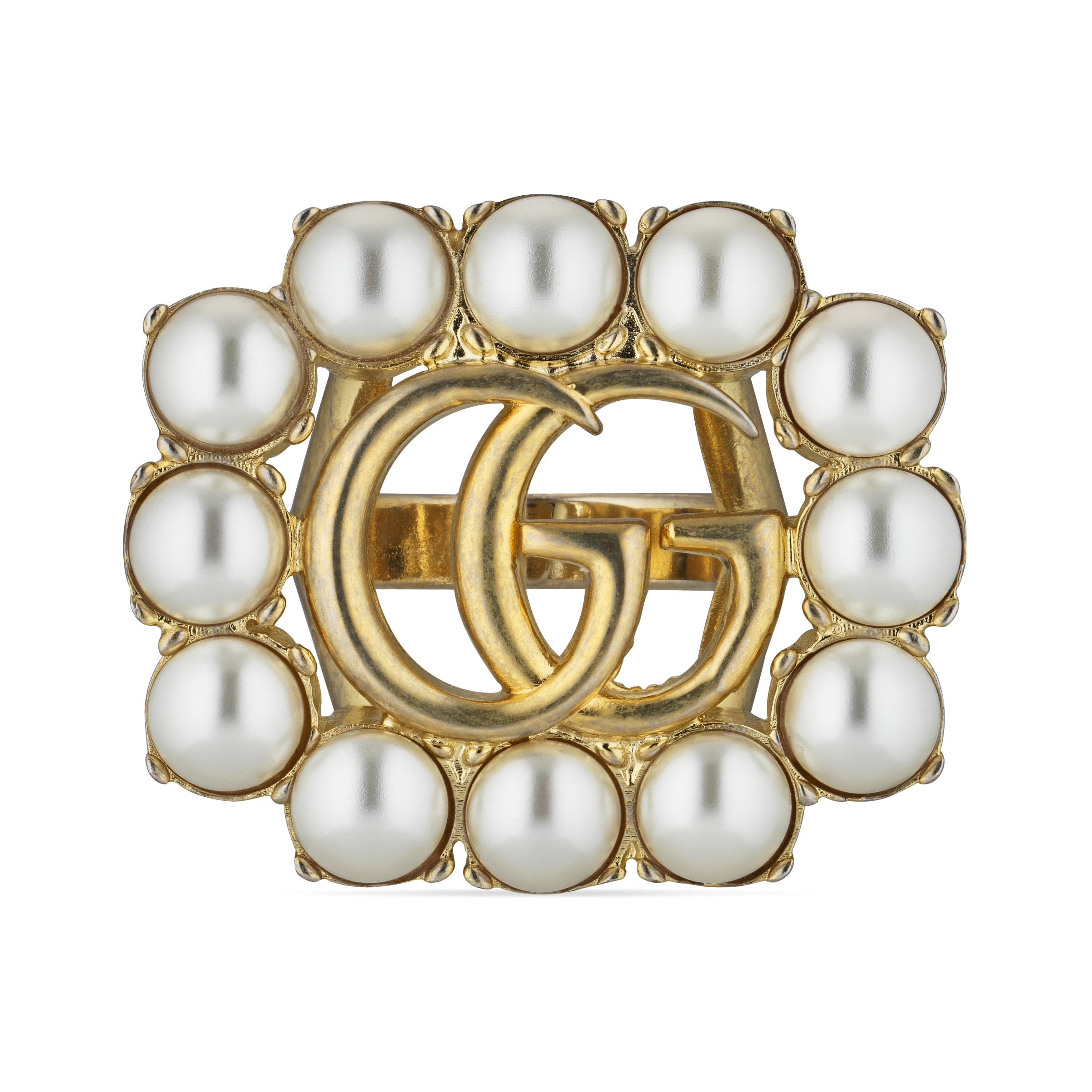 GUCCI PEARL DOUBLE G RING