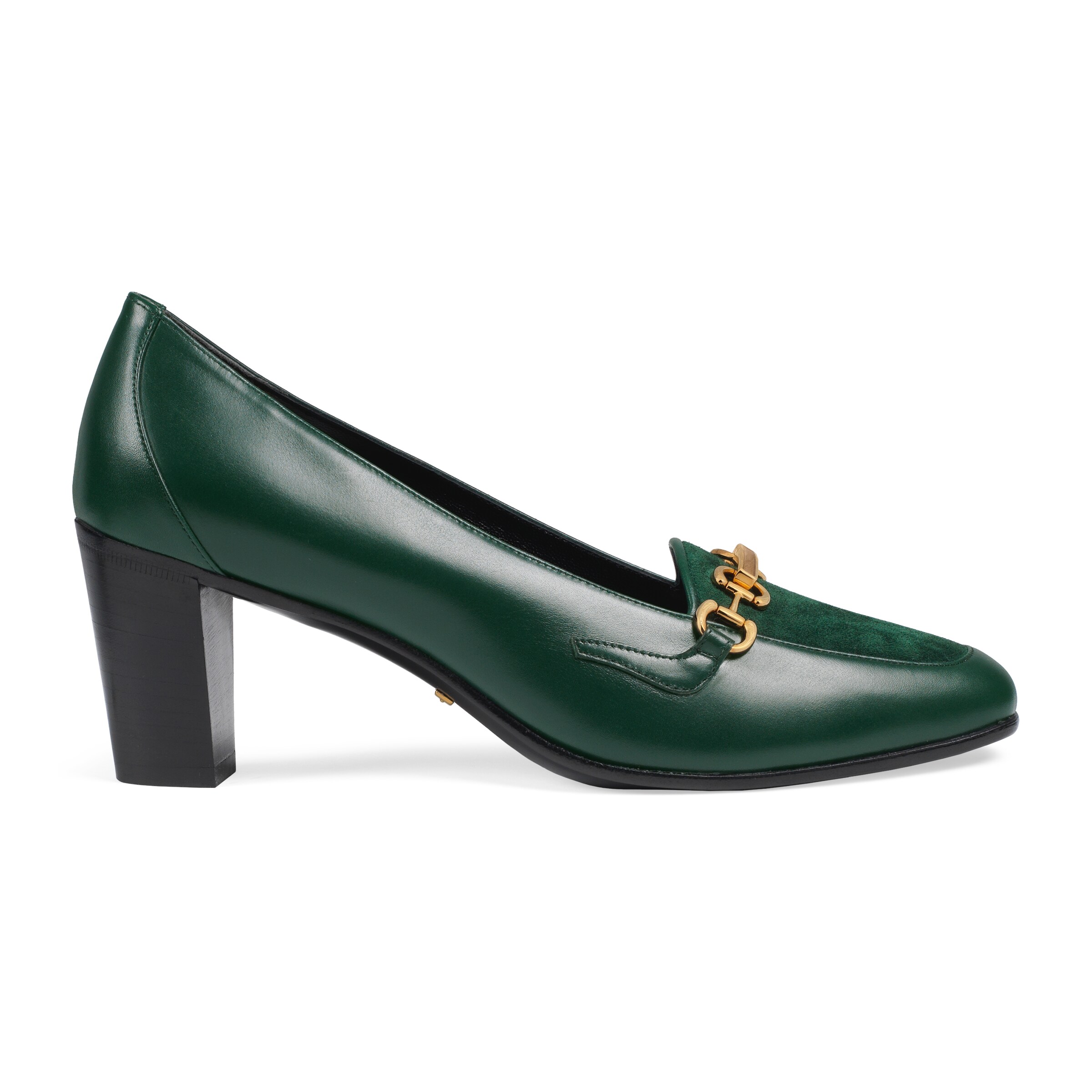 Gucci Women's Mid-heel Pump With Horsebit Chain In Green